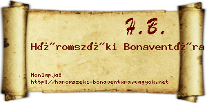 Háromszéki Bonaventúra névjegykártya